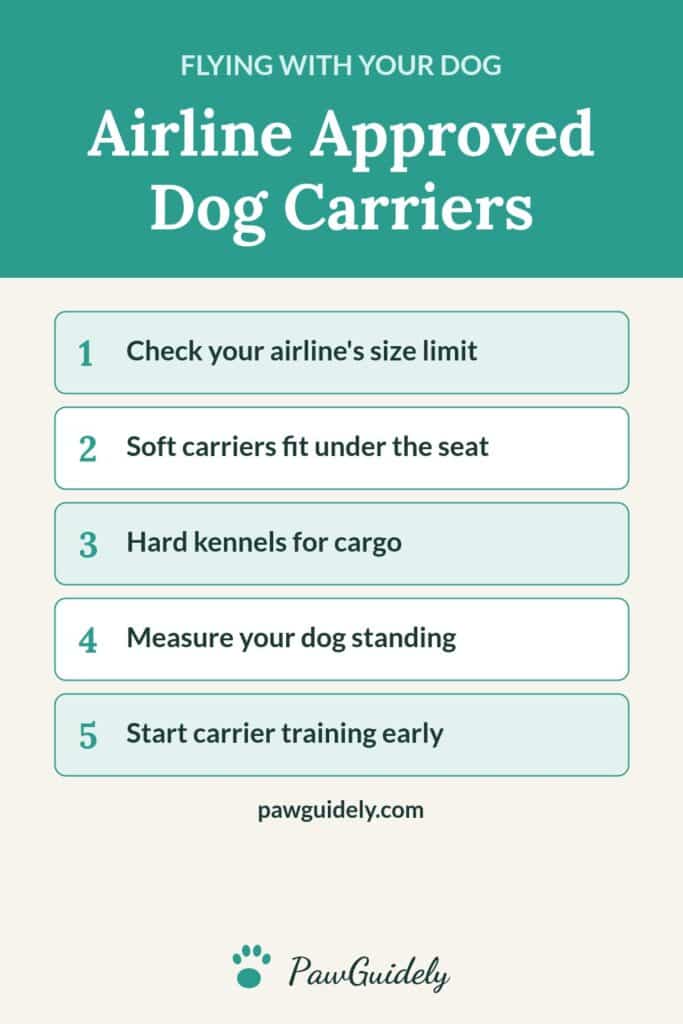Pinterest graphic: airline approved dog carriers and flight tips