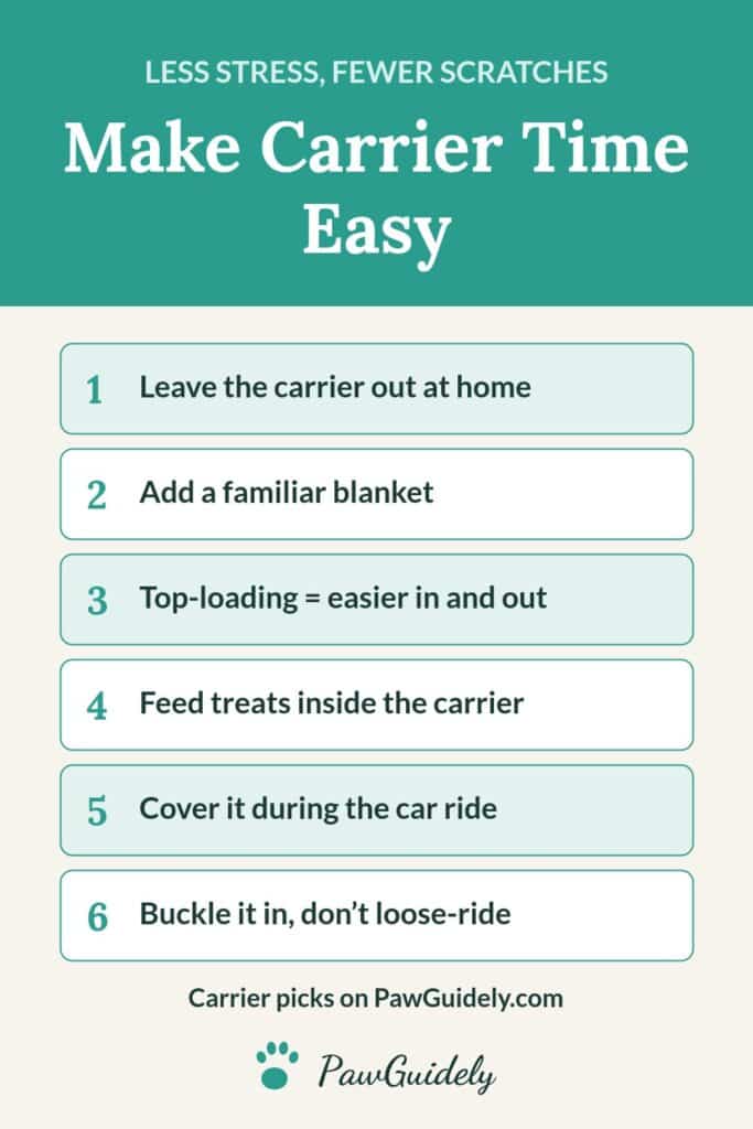 Pinterest pin: 6 tips to make cat carrier time easier