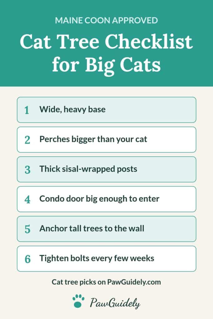 Pinterest pin: cat tree checklist for large cats