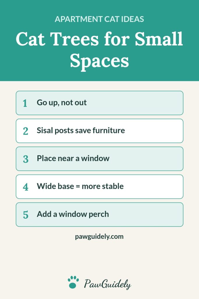 Pinterest graphic: best cat trees for small spaces