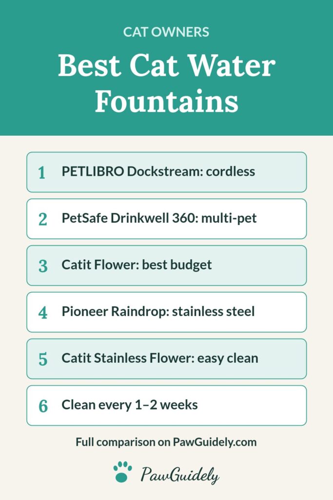 Pinterest pin: the 5 best cat water fountains compared