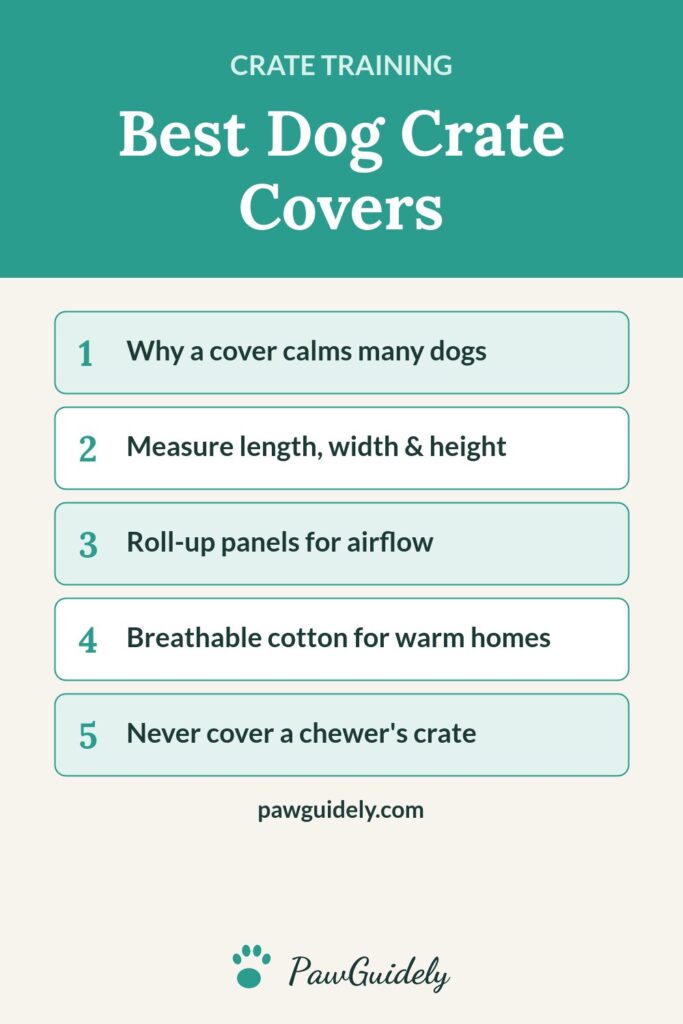 Pinterest graphic: best dog crate covers and sizing tips